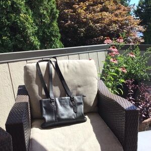 Italian Leather Black Tote Bag